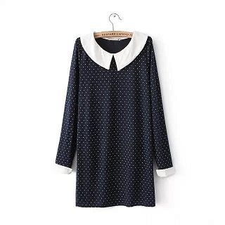 TOJI Long-Sleeve Contrast-Trim Dotted Dress