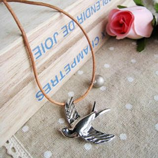 MyLittleThing Silver Flying Pigeon Leather Necklace