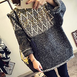 Lucy Girl Patterned 3/4-Sleeve Knit Top