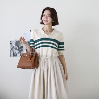 2-in-1 Stripe Shirt Dress