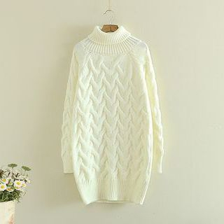 Storyland Cable-Knit Turtleneck Long Sweater