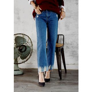 DEEPNY Fray-Hem Boots-Cut Jeans