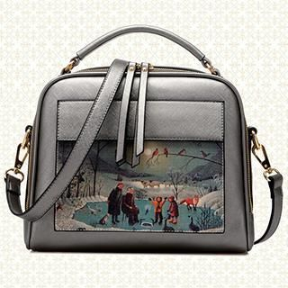 BeiBaoBao Faux-Leather Patterned Satchel