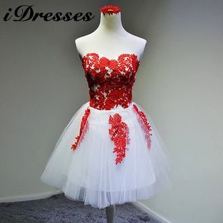idresses Strapless Lace Tulle Short Wedding Dress