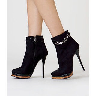 yeswalker Faux Suede Chain-Accent Ankle Boots