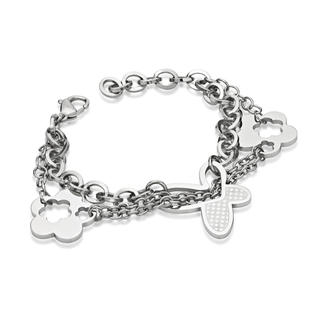 Kenny & co. Butterfly and flowers steel bracelet Silver - One Size