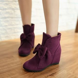 Pastel Pairs Bow Hidden Wedge Short Boots