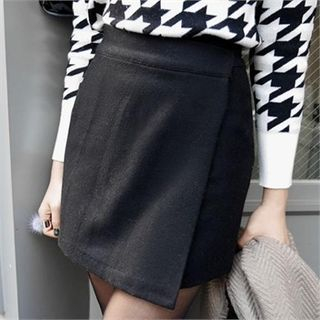 LIPHOP A-Line Wrap-Front Mini Skirt