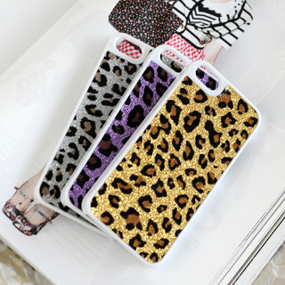 59 Seconds Set of 3: Leopard Glitter IPhone 5 Case Gray, Yellow and Purple - One Size