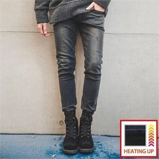 TOMONARI Brushed-Fleece Lined Slim-Fit Jeans