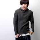 Cable-Knit Hooded Sweater