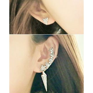 Miss21 Korea Set: Rhinestone Earring + Ear Cuff (Single)