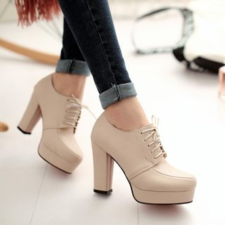 Pretty in Boots Lace-Up Platform Pumps