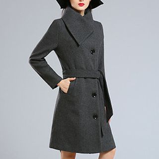 Donnae Woolen Button-front Coat