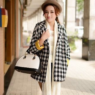 Halona Wool Blend Double-Breasted Houndstooth Coat
