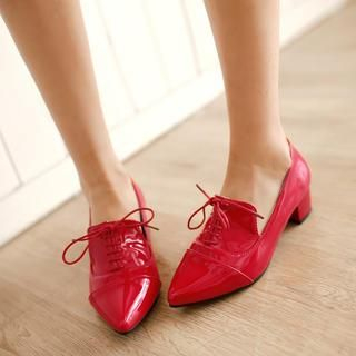 Shoes Galore Patent Pointy Oxford Pumps