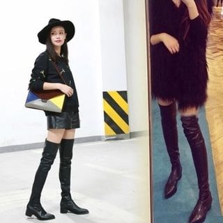 QQ Trend Scrunched Fleece-lined Over-the-knee Boots