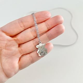 Bear Stainless Steel Necklace Silver - One Size