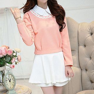 Fashion Street Set: Long-Sleeve Collared Top + Skort