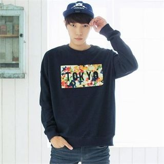 TOMONARI Drop-Shoulder Lettering Sweatshirt