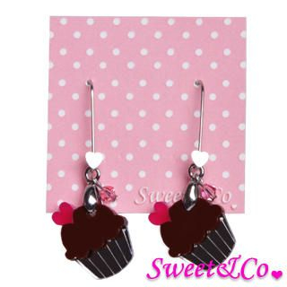 Sweet & Co. Sweet&Co Mini Silver Chocolate Cupcake Crystal Earrings Silver - One Size