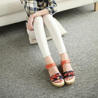JY Shoes Bow-Accent Dotted Platform Sandals