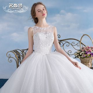 MSSBridal Lace Embroidered Ball Gown Wedding Dress