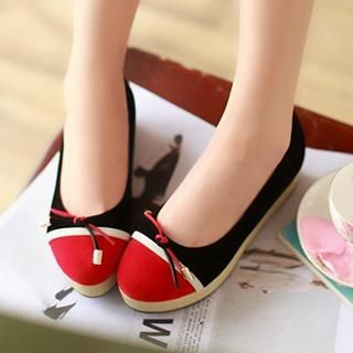 Sidewalk Bow-Accent Colour Block Platform Pumps