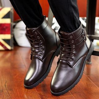 Preppy Boys Buckled Lace-Up Ankle Boots