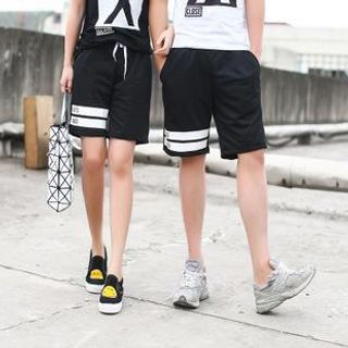 Simpair Black Print Couple Shorts
