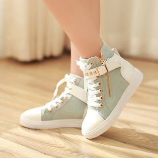 Pretty in Boots Buckled High-top Sneakers
