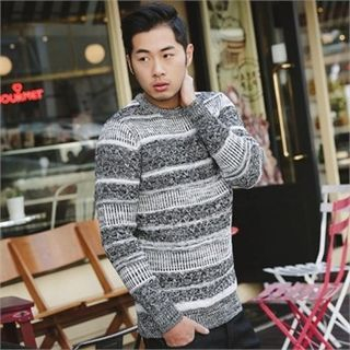 STYLEMAN Color-Block Striped Knit Top