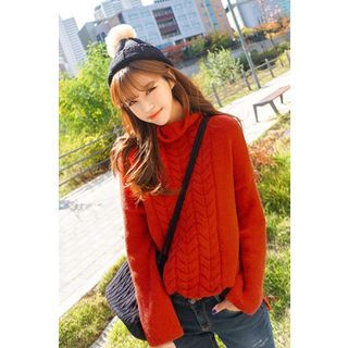 Bongjashop Cowl-Neck Cable-Knit Sweater