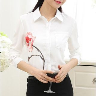 Sienne Rose Print Chiffon Shirt