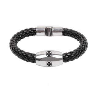 KINNO Cross Woven Faux Leather Bracelet