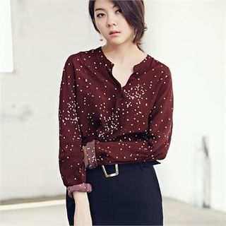 MAGJAY Open-Placket Dotted Blouse