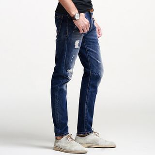 Quincy King Washed Distressed Jeans