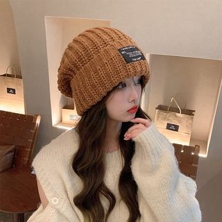 Applique Cable Knit Beanie