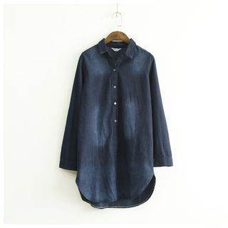 Ranche Elbow Patch Washed Denim Long Shirt