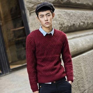 Chuoku Slim-Fit Quilted Round-Neck Sweater