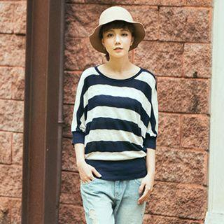 CatWorld Dolman-Sleeve Striped Knit Top