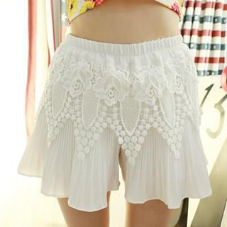 Dodostyle Crochet-Trim Inset Shorts Mini Skirt
