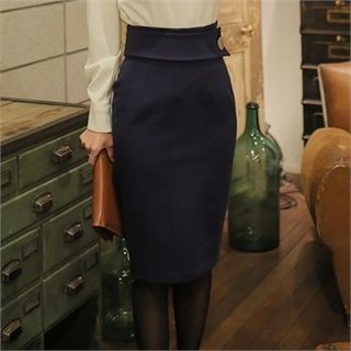 O.JANE Metallic-Button Pencil Skirt