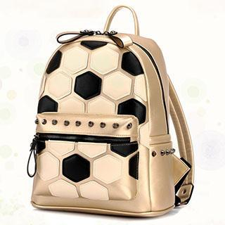 BeiBaoBao Faux-Leather Football-Print Backpack