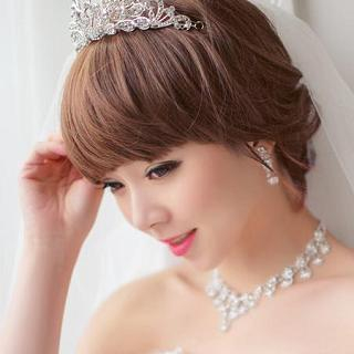 Luxury Style Bridal Set: Tiara + Necklace + Clip-On Earrings