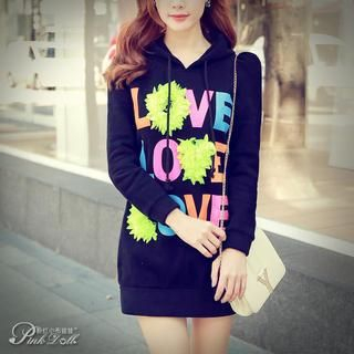 Dabuwawa Hooded Lettering Long Pullover