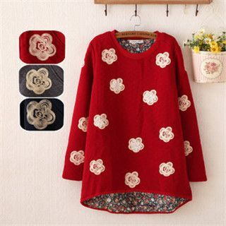 P.E.I. Girl Flower Print Quilted Pullover