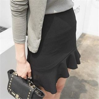 LIPHOP Frill-Hem Mini Skirt