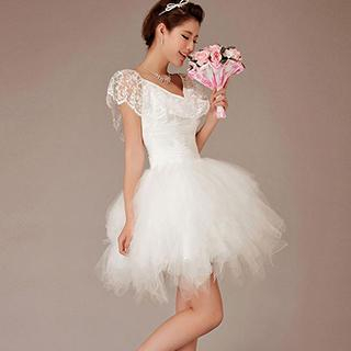 Bridal Workshop Lace Overlay Mini Prom Dress