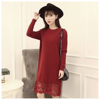 Jiuni Lace Hem Sweater Dress